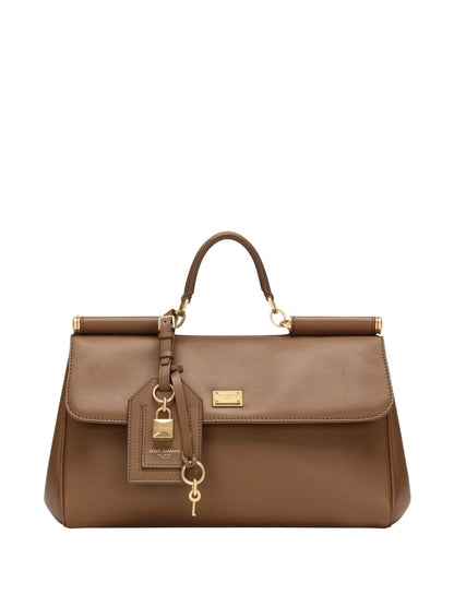 Dolce &amp; Gabbana Sicily Soft Leather Handbag in Caramel Brown