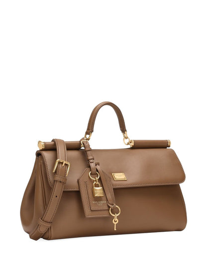 Dolce &amp; Gabbana Sicily Soft Leather Handbag in Caramel Brown