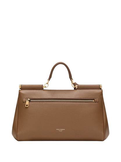 Dolce &amp; Gabbana Sicily Soft Leather Handbag in Caramel Brown