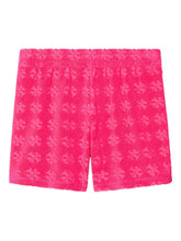 Tory Burch Patterned Cotton Shorts with Logo and Raw Edge Fuchsia
