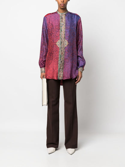 Pierre Louis Mascia Silk Printed Shirt Purple