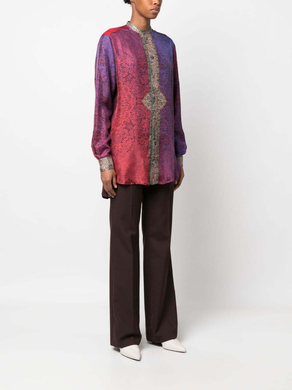 Pierre Louis Mascia Silk Printed Shirt Purple