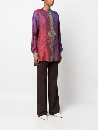 Pierre Louis Mascia Silk Printed Shirt Purple