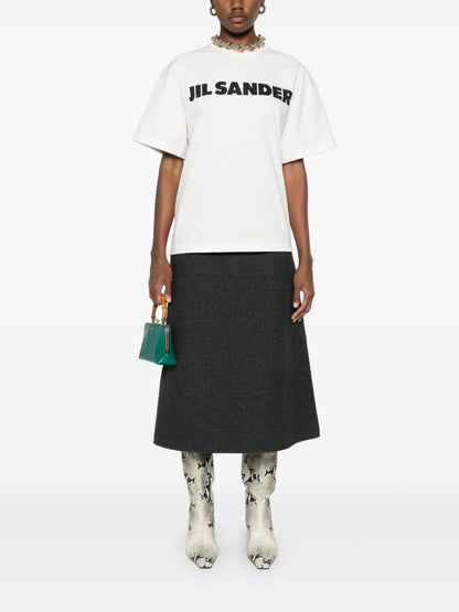 Jil Sander Cotton Logo Embroidered T-Shirt White White