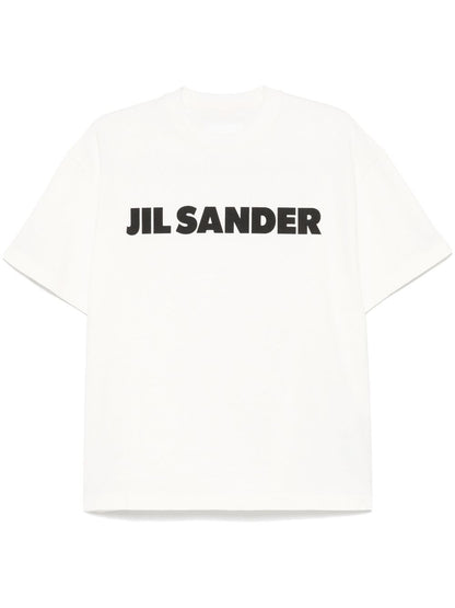 Jil Sander Cotton Logo Embroidered T-Shirt White White
