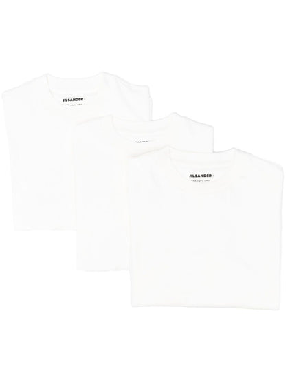 Jil Sander Plus Pack of 3 Logo-Patch Cotton T-Shirts White White