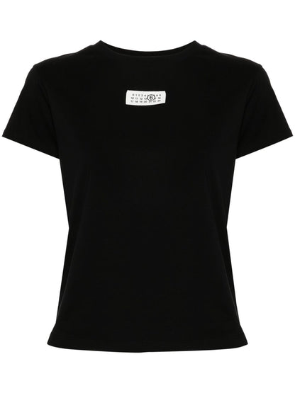 MM6 Maison Margiela Signature Numbers Patch Cotton-Jersey T-Shirt Black