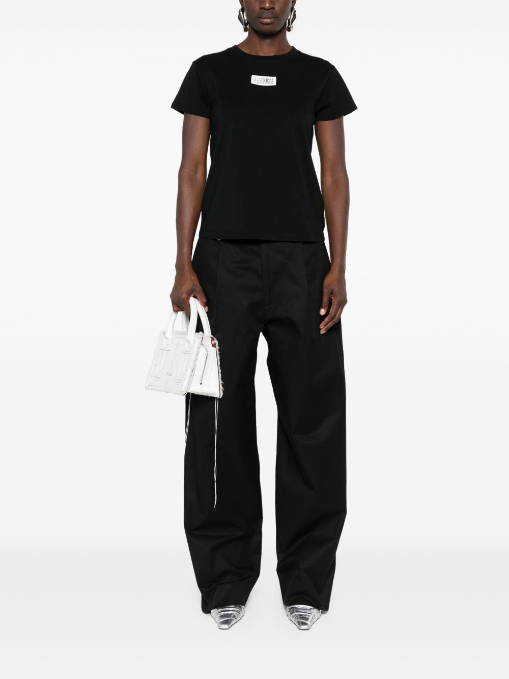 MM6 Maison Margiela Signature Numbers Patch Cotton-Jersey T-Shirt Black