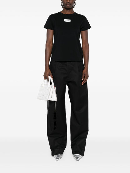 MM6 Maison Margiela Signature Numbers Patch Cotton-Jersey T-Shirt Black