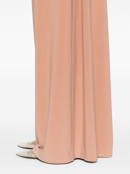 Norma Kamali High-Waisted Wide-Leg Trousers Beige