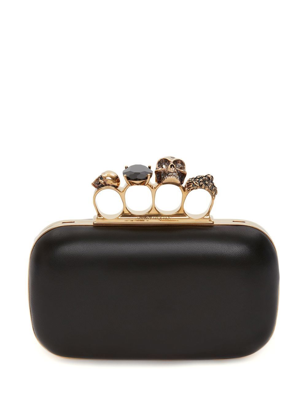 Alexander McQueen Knuckle Four Ring Chain Clutch Bag Black