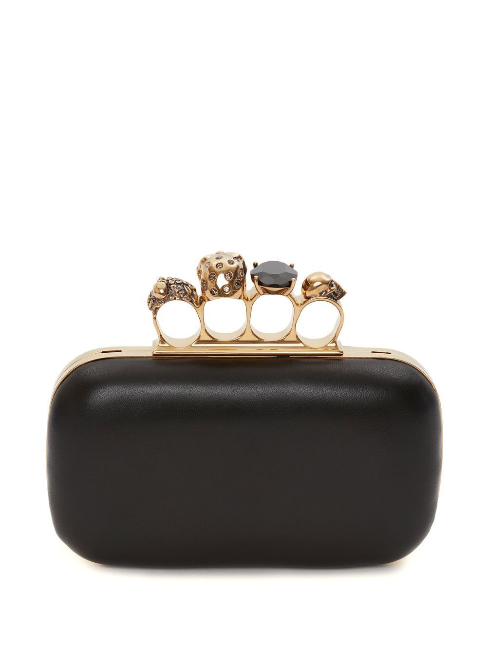 Alexander McQueen Knuckle Four Ring Chain Clutch Bag Black