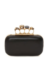 Alexander McQueen Knuckle Four Ring Chain Clutch Bag Black