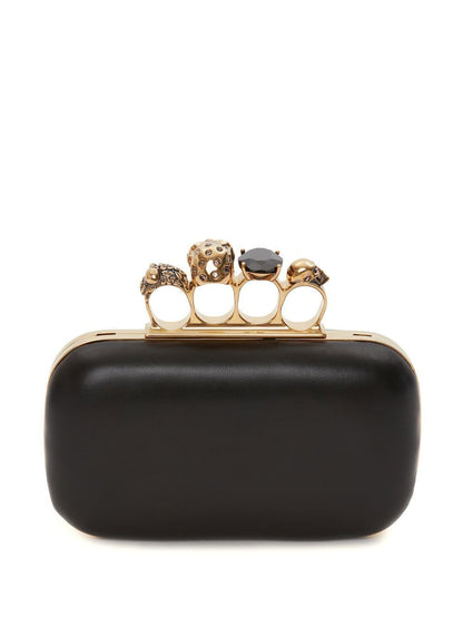 Alexander McQueen Knuckle Four Ring Chain Clutch Bag Black