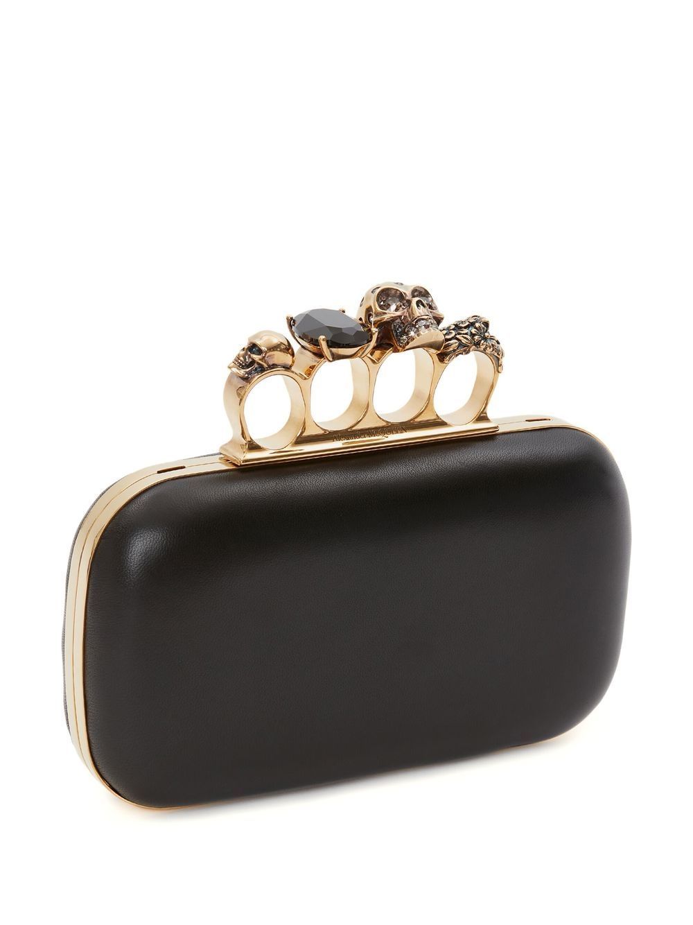 Alexander McQueen Knuckle Four Ring Chain Clutch Bag Black