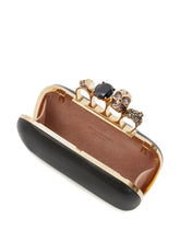 Alexander McQueen Knuckle Four Ring Chain Clutch Bag Black