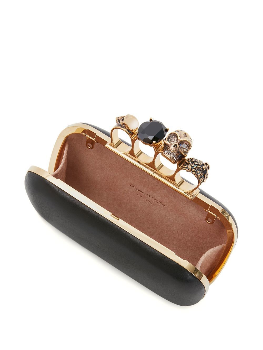 Alexander McQueen Knuckle Four Ring Chain Clutch Bag Black