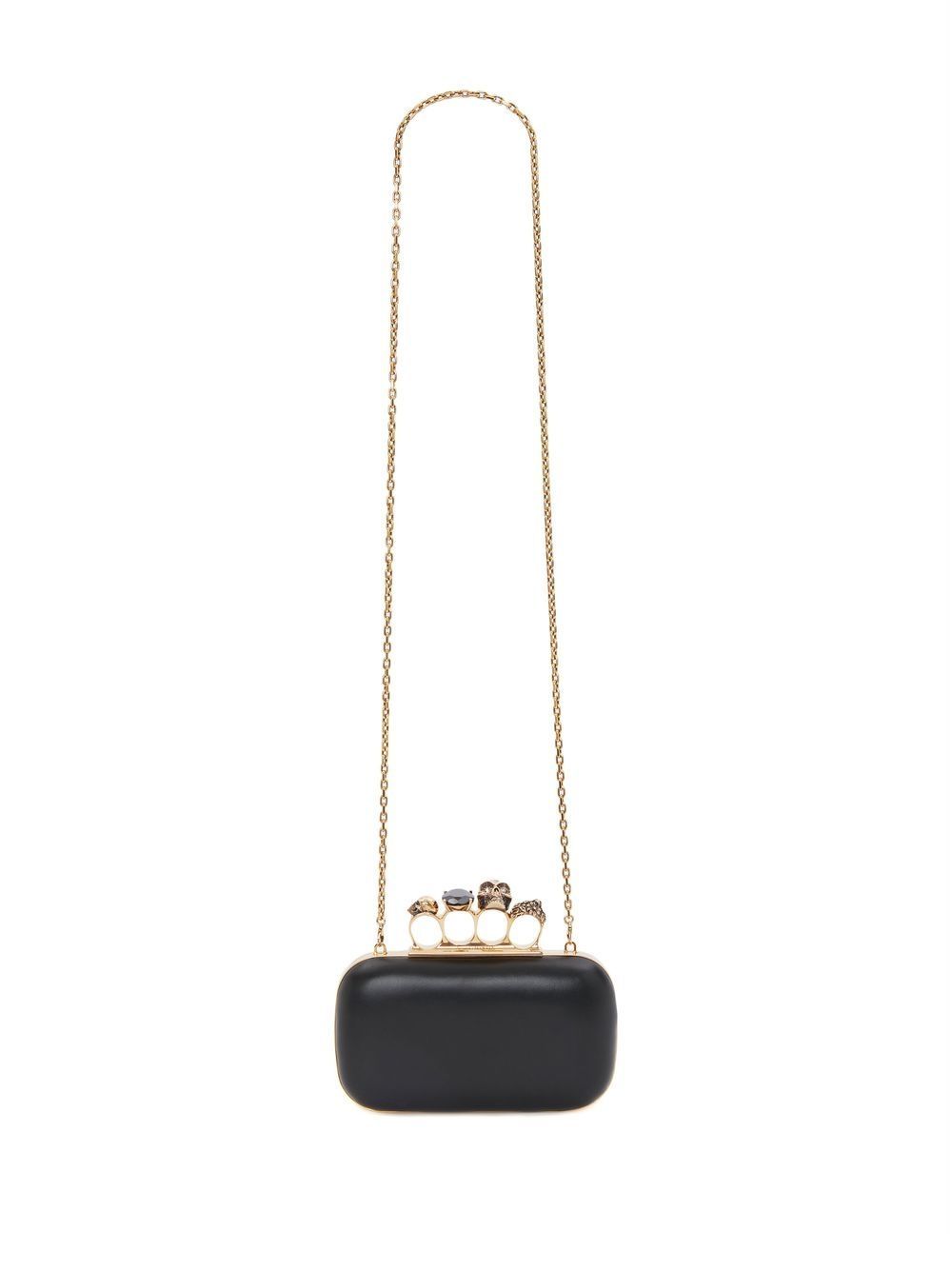 Alexander McQueen Knuckle Four Ring Chain Clutch Bag Black