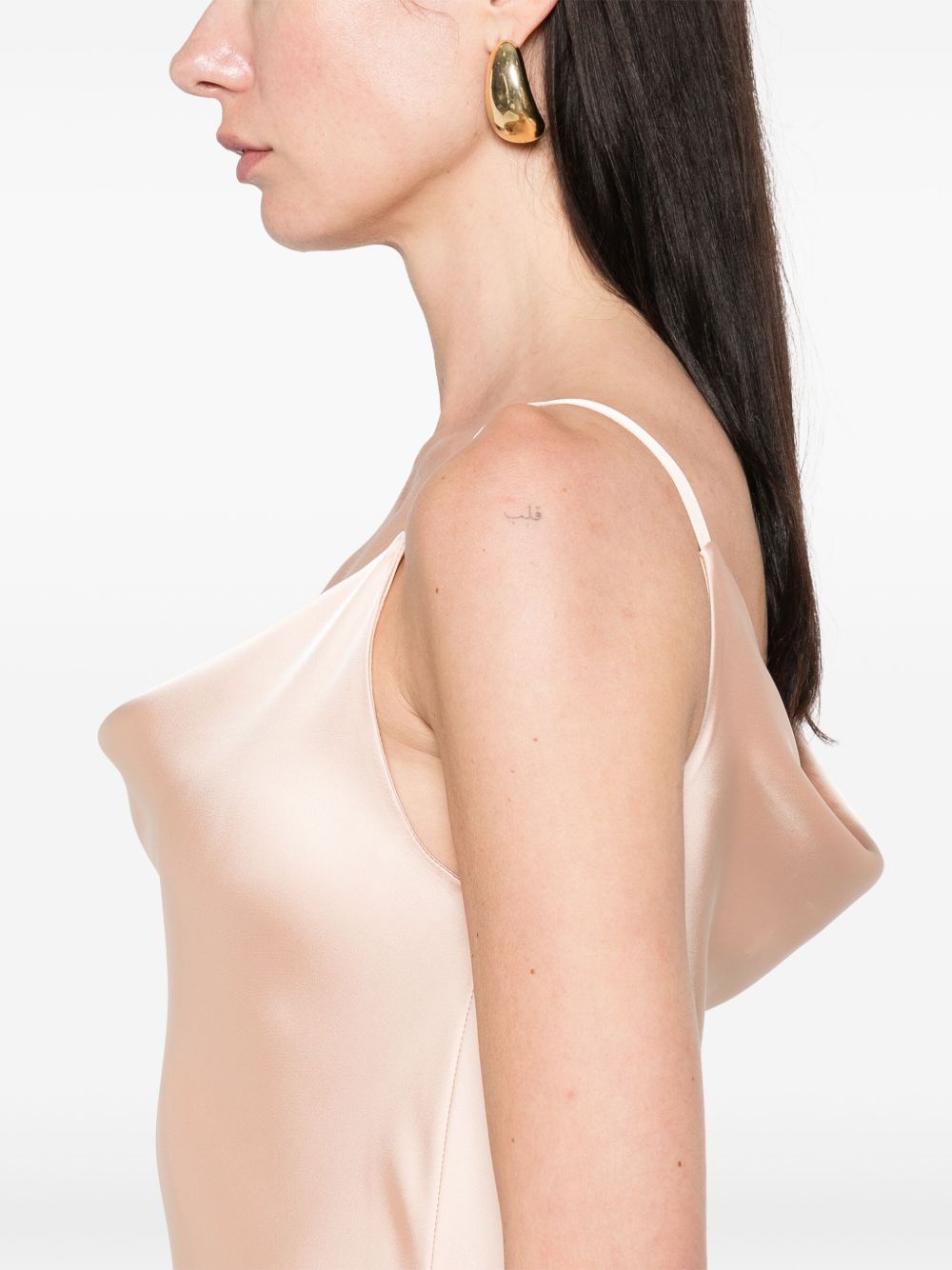 Norma Kamali Maria Cowl-Neck Sleeveless Fishtail Gown Powder Powder