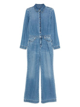 Seven Clear Blue Denim Jumpsuit with Classic Collar and Flared Legs Clear Blue