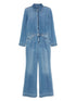Seven Clear Blue Denim Jumpsuit with Classic Collar and Flared Legs Clear Blue
