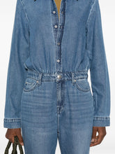 Seven Clear Blue Denim Jumpsuit with Classic Collar and Flared Legs Clear Blue
