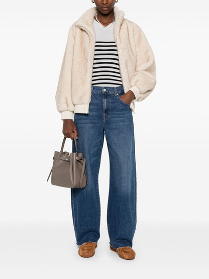 Seven Bonnie Baggy Blue Denim Jeans with Whiskering Effect Blue