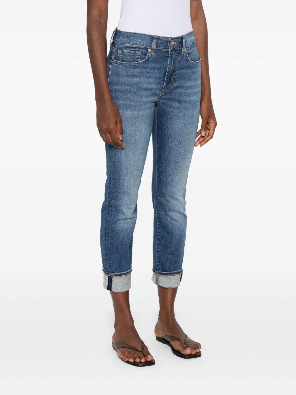 Seven High-Rise Skinny Jeans Blue Blue