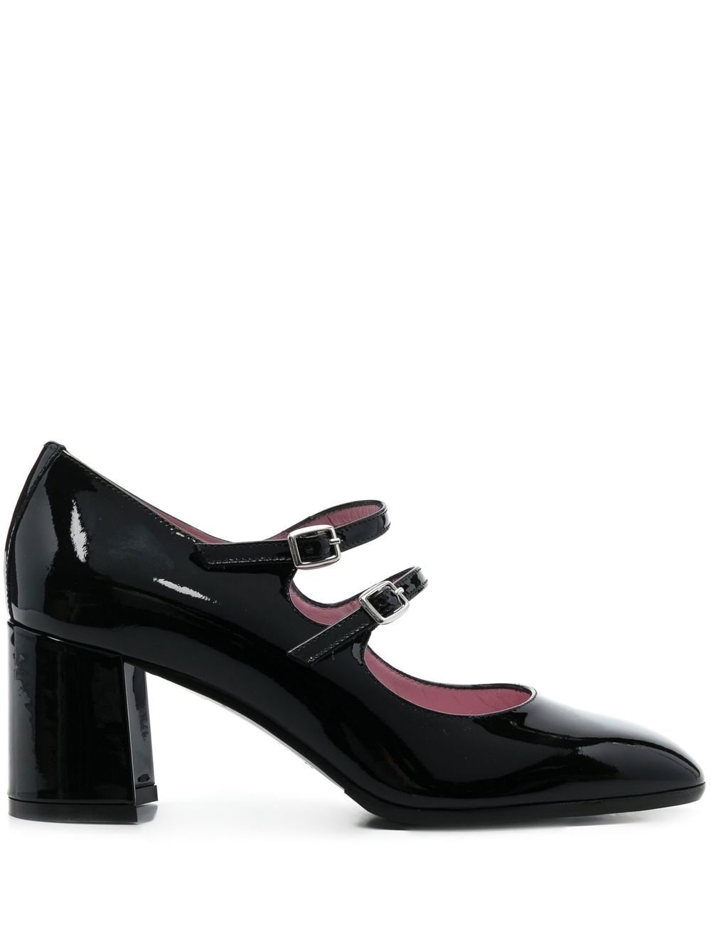 Carel Paris With Heel Patent Leather Double-Strap Pumps Black
