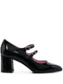 Carel Paris With Heel Patent Leather Double-Strap Pumps Black