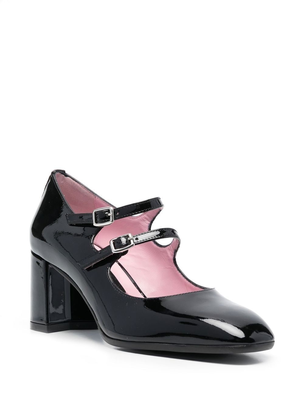 Carel Paris With Heel Patent Leather Double-Strap Pumps Black