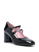 Carel Paris With Heel Patent Leather Double-Strap Pumps Black