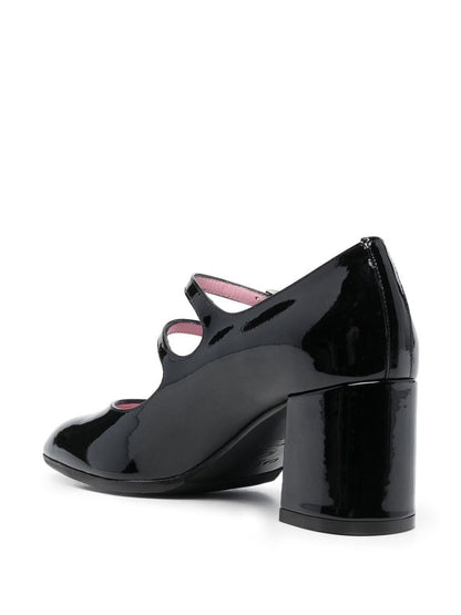 Carel Paris With Heel Patent Leather Double-Strap Pumps Black