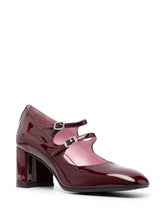Carel Paris Alice Patent-Leather Block Heel Pumps Bordeaux