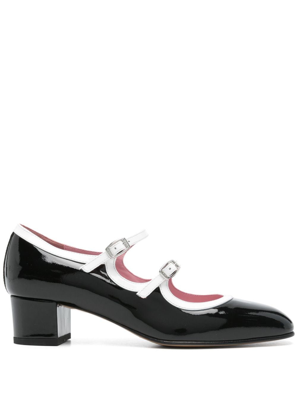 Carel Paris With Heel Double Buckle Patent Leather Pumps Black