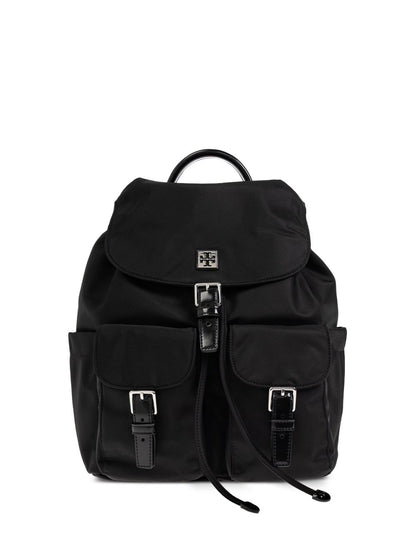 Tory Burch Virginia Nylon Foldover Backpack Black