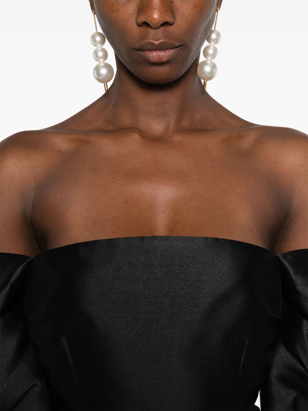 Solace London Freja Draped-Sleeve Mini Dress Black