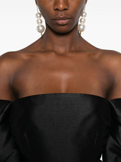 Solace London Freja Draped-Sleeve Mini Dress Black