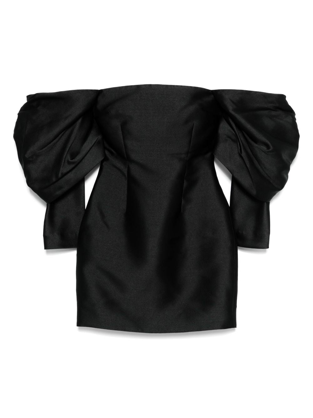 Solace London Freja Draped-Sleeve Mini Dress Black
