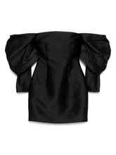 Solace London Freja Draped-Sleeve Mini Dress Black