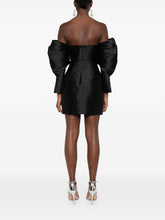 Solace London Freja Draped-Sleeve Mini Dress Black
