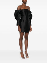 Solace London Freja Draped-Sleeve Mini Dress Black