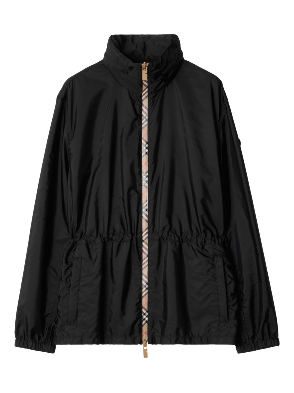 Burberry Check Motif Nylon Hooded Jacket Black