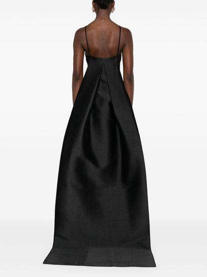 Solace London Ulla Strapless Veil Detail Maxi Dress Black