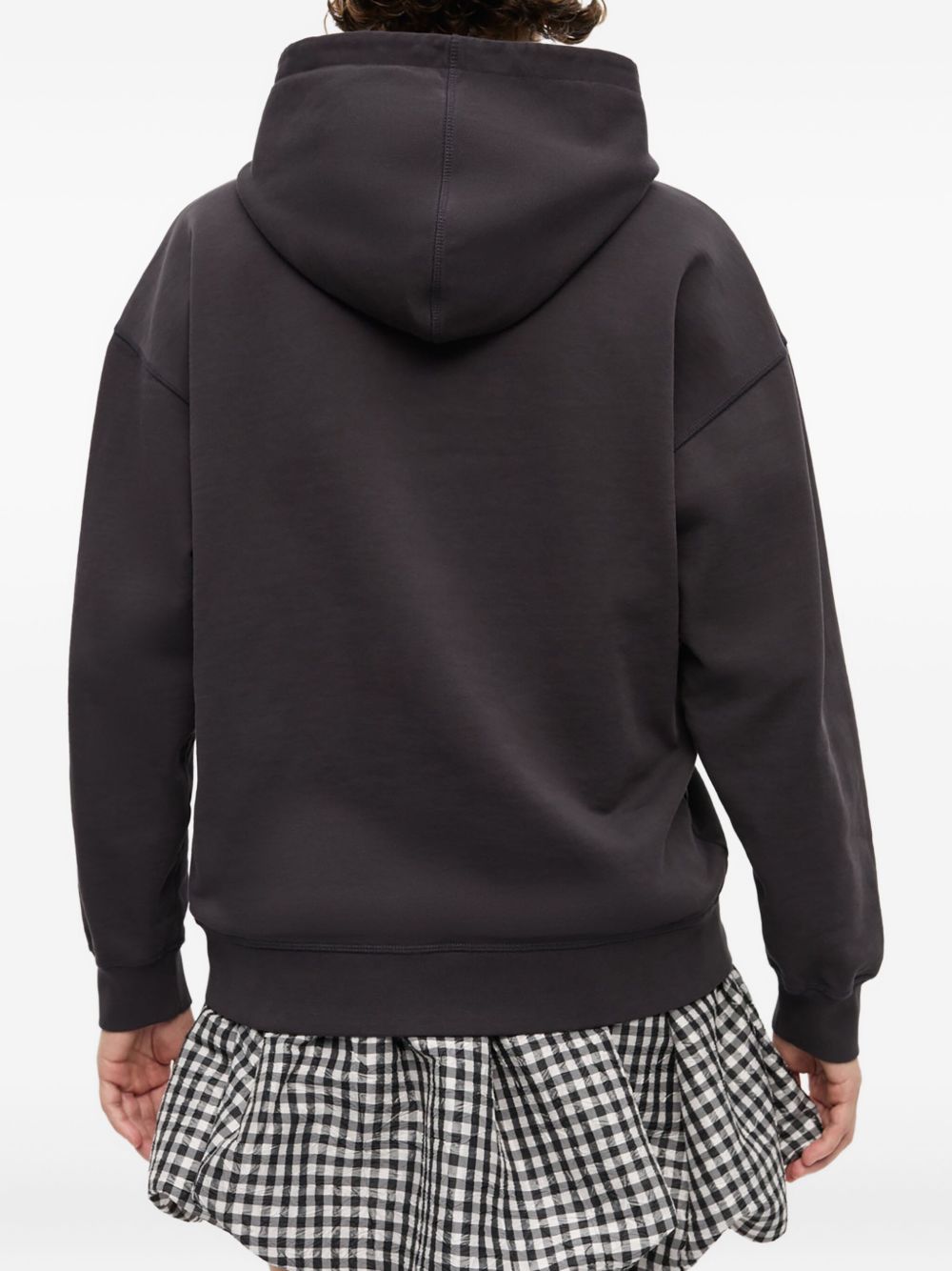 Ganni Oversized Cropped Graphic Organic Cotton Hoodie Grey