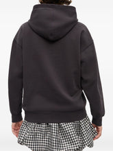 Ganni Oversized Cropped Graphic Organic Cotton Hoodie Grey