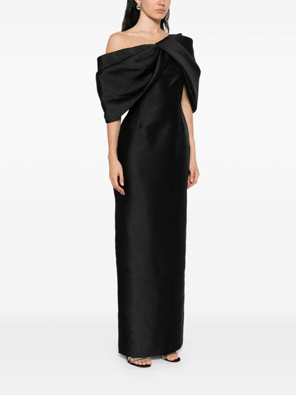 Solace London Asymmetric One-Shoulder Davina Maxi Dress Black