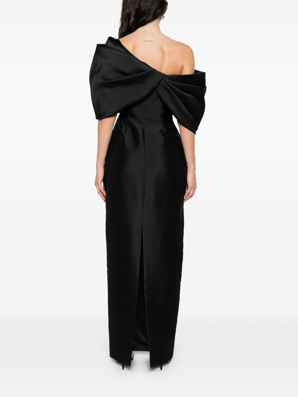 Solace London Asymmetric One-Shoulder Davina Maxi Dress Black