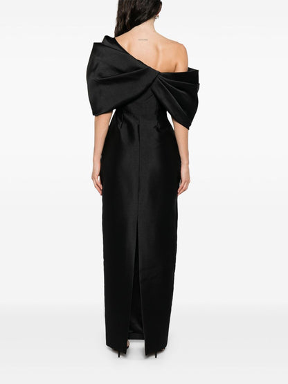 Solace London Asymmetric One-Shoulder Davina Maxi Dress Black