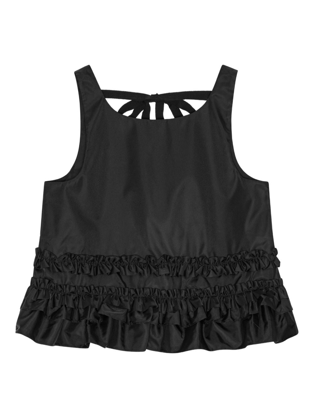 Ganni Sleeveless Ruffled-Hem Scoop-Back Tank Top Black